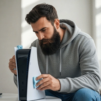 Assortment of DVD player cleaning tools on a clean surface