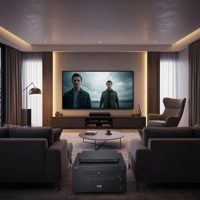 DVD player in a modern home theater setup